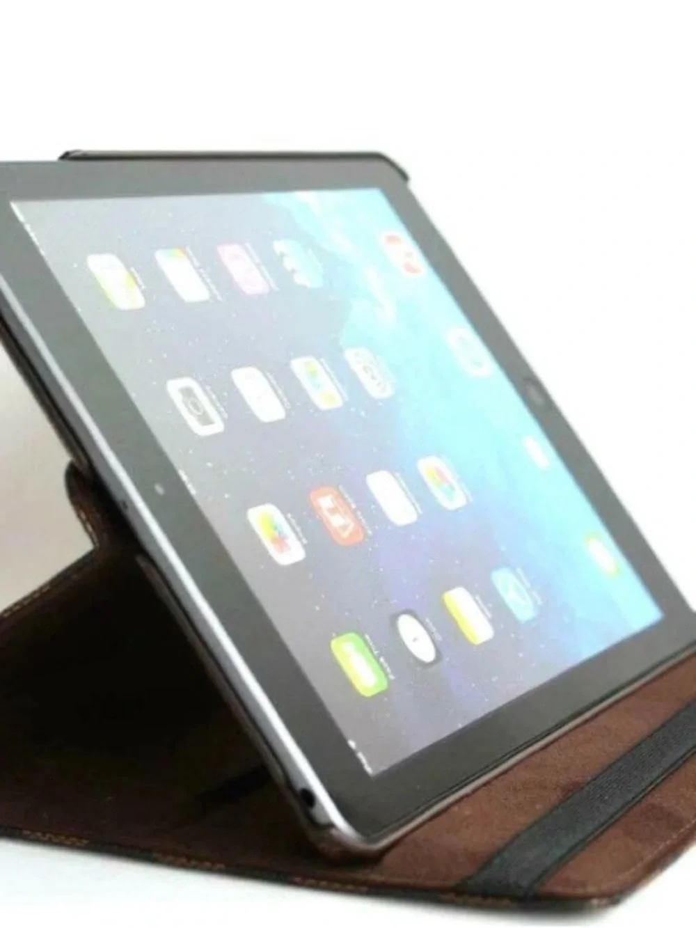 NEW! Brown Checkered Tablet Folio Case with Rotating Stand